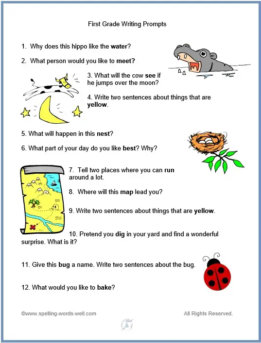 First Grade Writing Prompts For Fun Learning