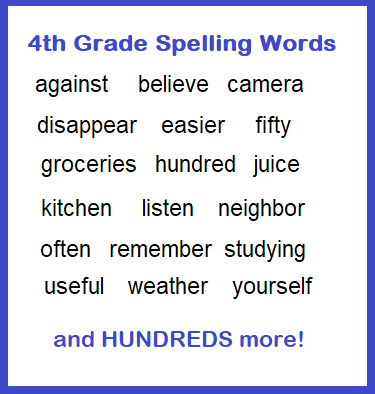4th Grade Spelling Words, Worksheets & Activities