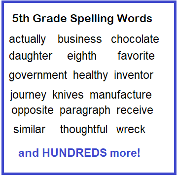 5th Grade Spelling Words, Worksheets, Games & Activities