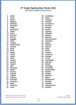2nd grade spelling words list