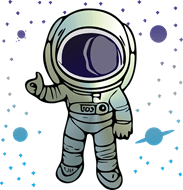 cartoony astronaut with stars