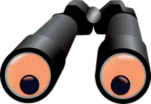 binoculars with a pair of eyes looking out