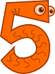 Orange cartoony number FIVE