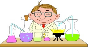 chemist with beakers