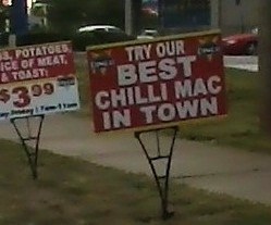 chilli mac misspelled sign