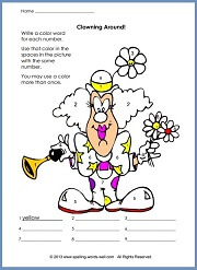 funny clown worksheet