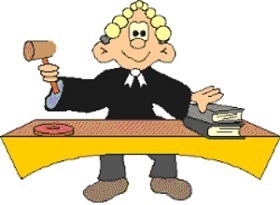 cartoony judge pounding a gavel