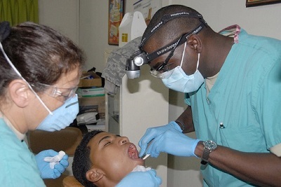 dentist working on a dental patient