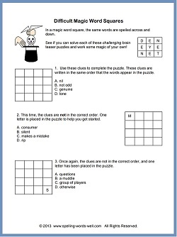 Difficult magic word squares page 1