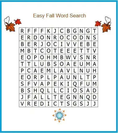 fall word search on word-game-world