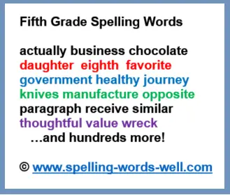 Fifth grade spelling words pin 624