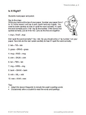 Sample page from Fun Spelling Worksheets