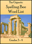 Gigantic Spelling Bee Word List for grades 3-4