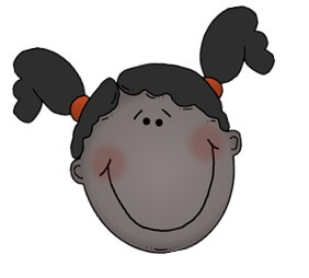 Happy dark-skinned girl with pigtails - clip art