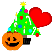 jack-o-lantern, Christmas tree, valentine