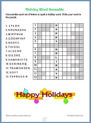 Holiday Word Scramble - 180 px