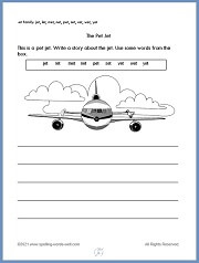 The Pet Jet - A kindergarten writing worksheet