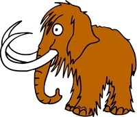 Furry brown mammoth with tusks