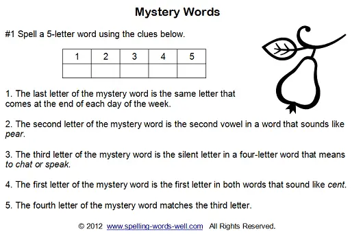 Brain Teaser Worksheets for Spelling Fun