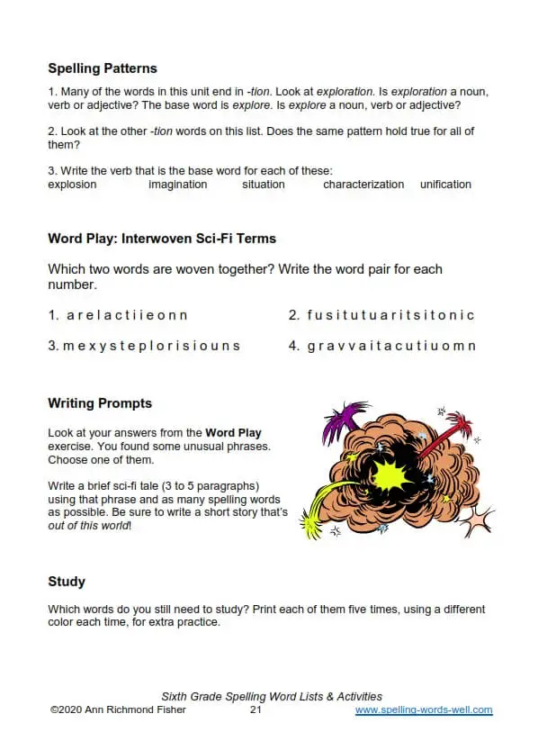 Zoology Spelling Words Page