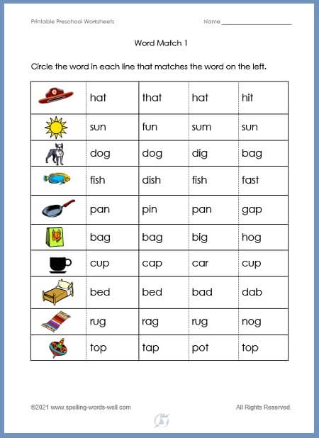 free printable preschool worksheets