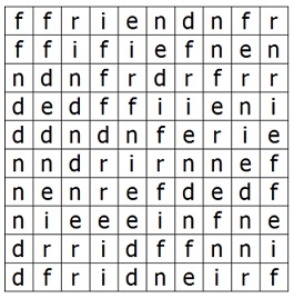 word search puzzle with the word FRIEND