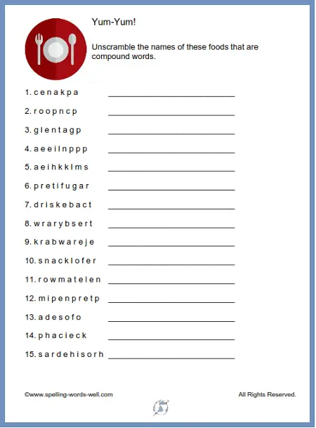 Word Scramble Printable