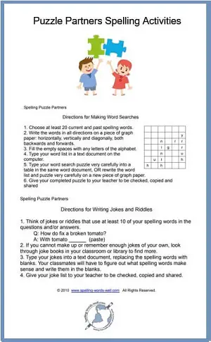 Puzzle Partners Page of Instructions