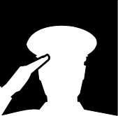 Silhouette of someone saluting