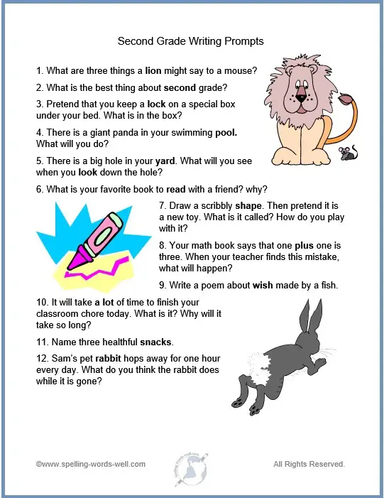 imaginative writing prompts for 2nd grade