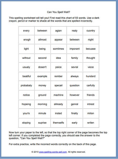 free spelling worksheets for fun spelling practice