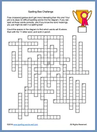 Spelling Bee Challenge Crossword