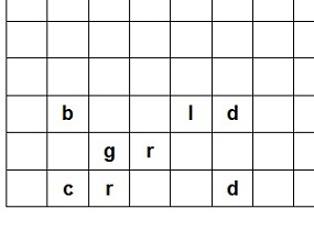 Part of a scrabble board with some consonants on it, from our Educational Games for Kids at www.spelling-words-well.com