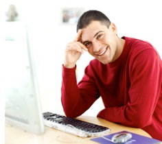 teacher working at his computer