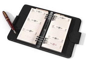 personal calendar and pen