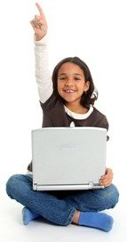 third grade girl with laptop