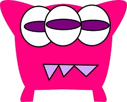 Pink three-eyed monster from our Grade 4 Worksheet for fun spelling practice