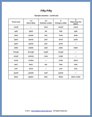 Word Games for Kids - Possible Solutions, Part 2