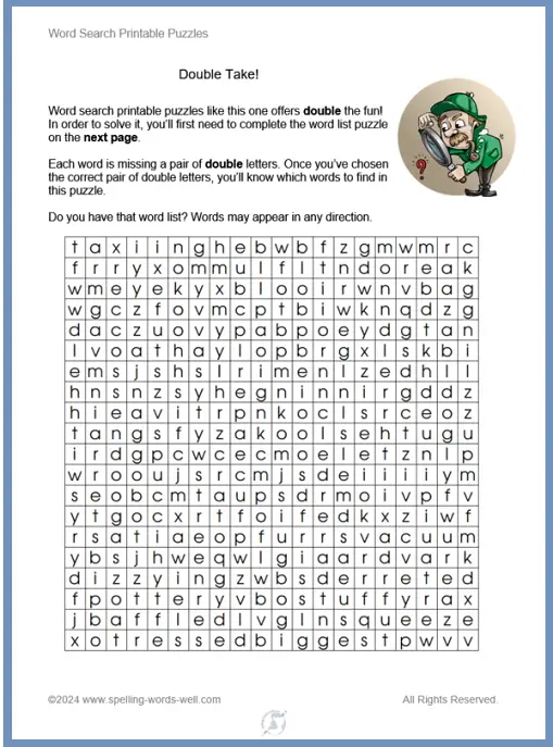 Word Search Printable Puzzles - Double Take