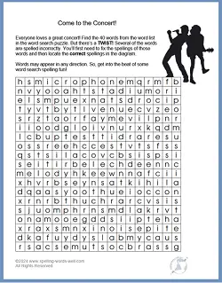 Come to the Concert-Word Search Puzzles Printables