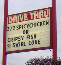 Cripsy fish misspelled sign