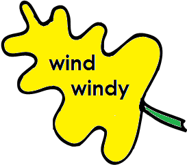 yellow leaf with words WIND/WINDY